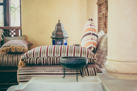 Pillow on sofa decoration interior with morocco style - Vintage Filterの写真素材