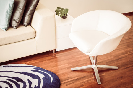 Beautiful luxury pillow on sofa decoration in living room interior - Vintage Light Filterの写真素材