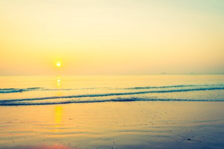 Beautiful sunrise on the tropical beach and sea landscape - Vintage Filterの写真素材