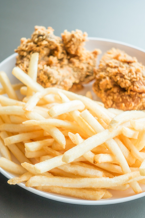 French fries and Fried chicken - Junk food styleの写真素材