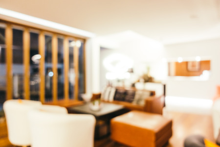 Abstract blur beautiful luxury living room interior for background - Vintage Light Filterの写真素材