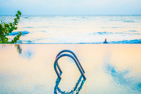 Beautiful luxury Swimming pool hotel resort - Vintage and Boost up color Filterの写真素材