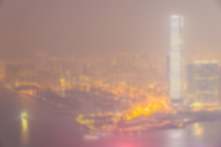 Abstract blur Hong kong skyline city backgroundの写真素材