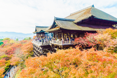 Beautiful Architecture in Kiyomizu temple at Kyoto Japanのeditorial素材