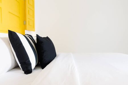 Beautiful luxury pillow on bedroom decoration in bedroom hotel - Vintage Light Filterの写真素材