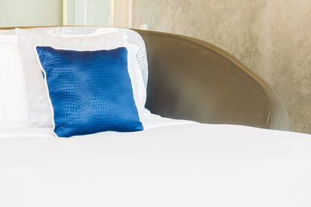Beautiful luxury pillow on bed decoration in bedroom interior - Light Vintage Filterの写真素材