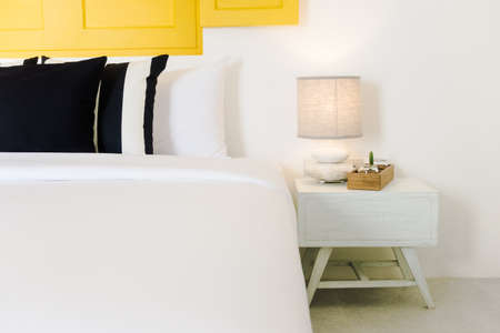 Beautiful luxury pillow on bedroom decoration in bedroom hotel - Vintage Light Filterの写真素材