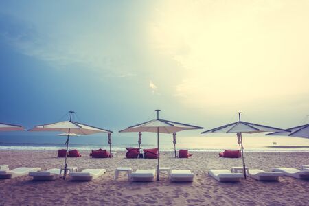 Beautiful empty sand for copy space on the beach and sea landscape - Vintage Filter and Boost up Color Processingの写真素材