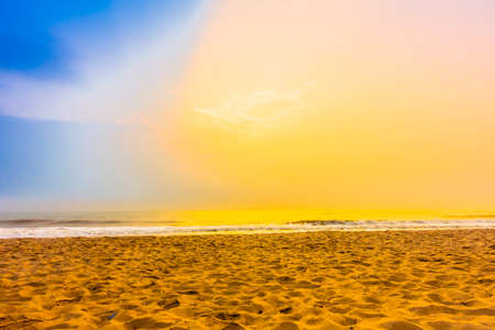 Beautiful empty sand for copy space on the beach and sea landscape - Vintage Filter and Boost up Color Processingの写真素材