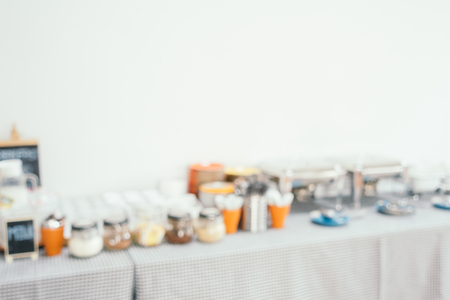 Abstract blur breakfast buffet in hotel restaurantの写真素材