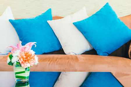 Vase flower decoration in living room interior - Vintage filter