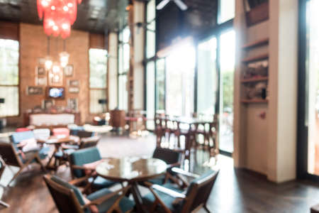 Abstract blur beautiful luxury restaurant interior for backgroundの写真素材