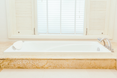 Bathtub decoration in bathroom interior - Vintage Light Filterの写真素材