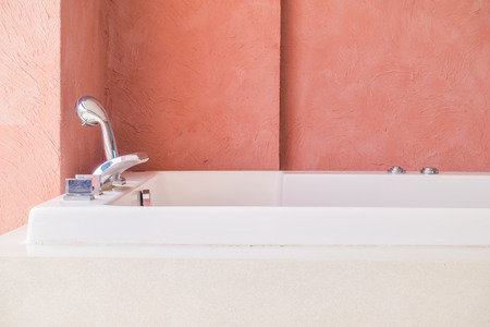 Bathtub decoration in bathroom interior - Vintage Light Filterの写真素材
