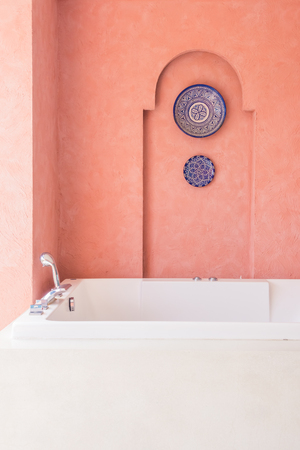 Bathtub decoration in bathroom interior - Vintage Light Filterの写真素材