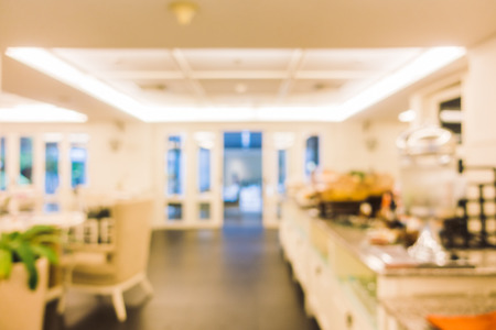 Abstract blur restaurant interior for background - Vintage Light Filterの写真素材