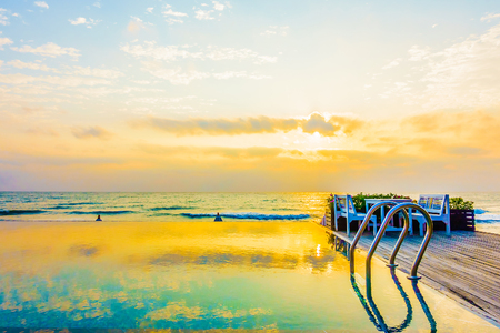 Beautiful luxury Swimming pool hotel resort - Vintage and Boost up color Filterのeditorial素材