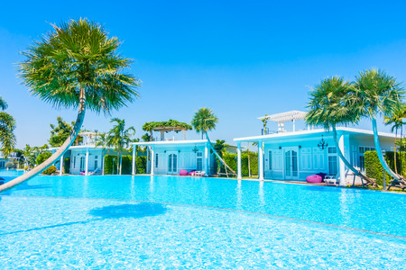 Beautiful luxury outdoor swimming pool in hotel pool resort - Boost up Color Processingのeditorial素材