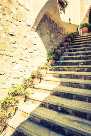 Old concrete stair - Vintage filterの写真素材