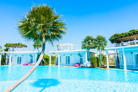 Beautiful luxury outdoor swimming pool in hotel pool resort - Boost up Color Processingの写真素材