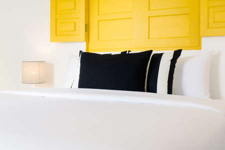 Beautiful luxury pillow on bedroom decoration in bedroom hotel - Vintage Light Filterの写真素材