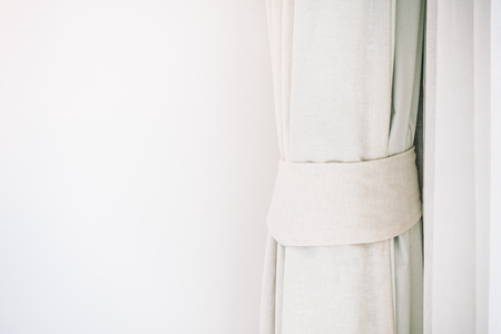 White curtain window decoration in living room - Vintage Light Filterの写真素材