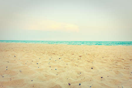 Beautiful empty sand for copy space on the beach and sea landscape - Vintage Filter and Boost up Color Processingの写真素材