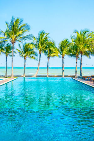 Beautiful luxury swimming pool in hotel pool resort - Boost up color Processingのeditorial素材
