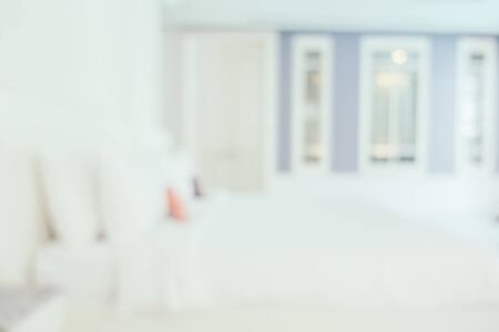 Abstract blur beautiful luxury bedroom interior for backgroundの写真素材