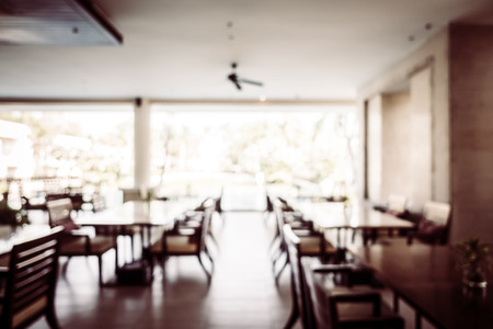 Abstract blur restaurant interior for background - Vintage Filterの写真素材
