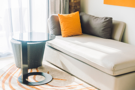 Pillow on sofa decoration interior of living room - Vintage Light filterの写真素材