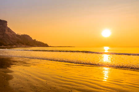 Beautiful sunrise on the tropical beach and sea landscape - Vintage Filterの写真素材