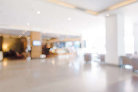 Abstract blur hotel lobby and hotel restaurant interior for background - Vintage light Filterの写真素材