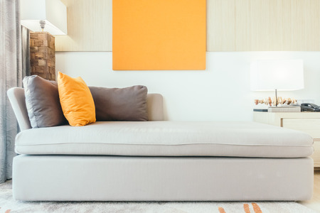 Pillow on sofa decoration interior of living room - Vintage Light filterの写真素材