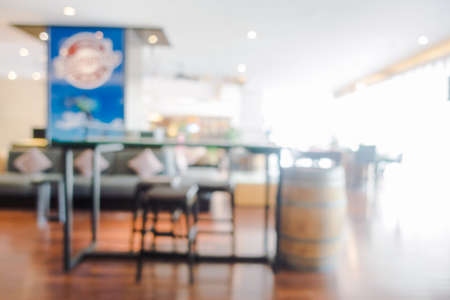 Abstract blur hotel lobby and hotel restaurant interior for background - Vintage light Filterの写真素材