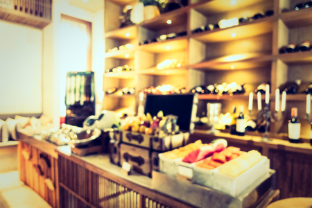 Abstract blur restaurant interior for background - Vintage Filterの写真素材