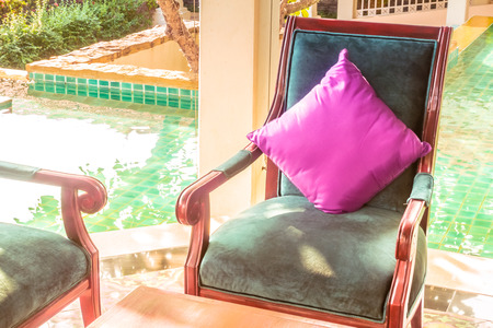 Empty table and chair decoration in living room interior - Vintage Light Filter