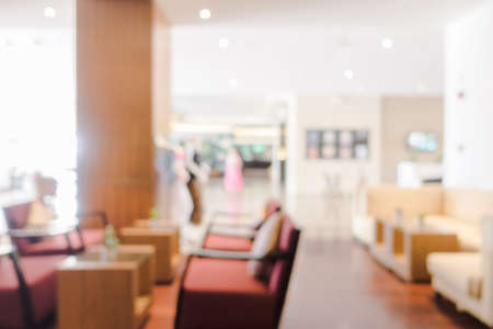 Abstract blur hotel lobby and hotel restaurant interior for background - Vintage light Filterの写真素材