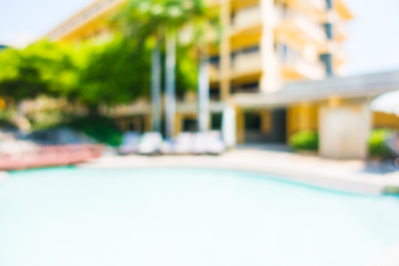 Abstract blur outdoor swimming pool landscape in hotel pool resort for backgroundの写真素材
