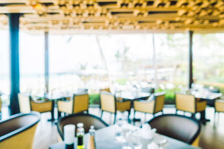 Abstract blur restaurant interior for background - Vintage Light Filterの写真素材