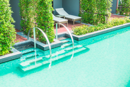 Beautiful luxury outdoor swimming pool in hotel resort - Filter Effect and Boost up color Processingのeditorial素材