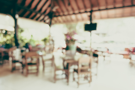 Abstract blur restaurant interior for background - Vintage Filterの写真素材