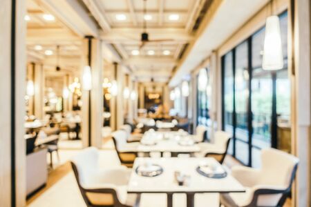 Abstract blur beautiful luxury restaurant interior for background - Vintage Light Filterのeditorial素材