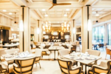 Abstract blur beautiful luxury restaurant interior for background - Vintage Light Filterの写真素材