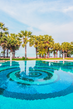 Beautiful luxury swimming pool in hotel pool resort - Vintage Light Filterのeditorial素材