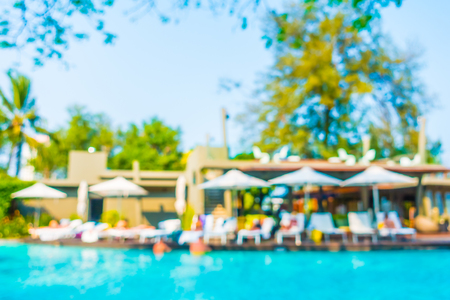 Abstract blur beautiful luxury swimming pool in hotel pool resortの写真素材