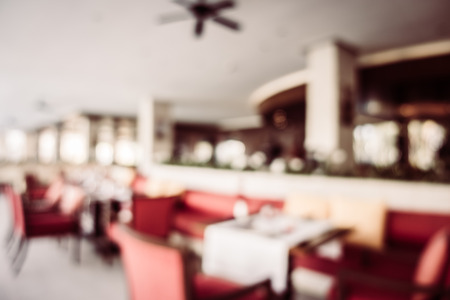 Abstract blur restaurant interior for background - Vintage Filterの写真素材