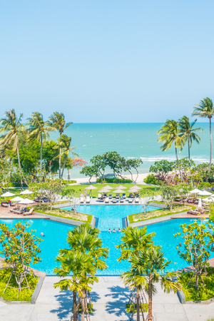 Outdoor Swimming pool in hotel resortのeditorial素材