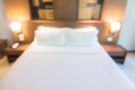 Abstract blur beautiful luxury bedroom interior for backgroundの写真素材