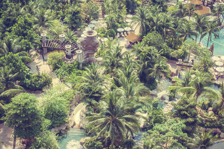 Beautiful luxury outdoor swimming pool in hotel resort - Vintage Filterのeditorial素材